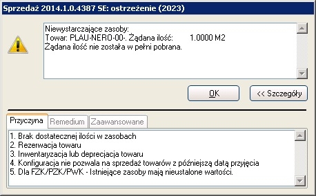 Niewystarczające zasoby. Żądana ilość nie została w pełni pobrana Niewystarczające zasoby. Żądana ilość nie została w pełni pobrana