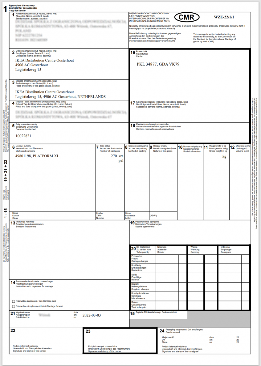 Wydruk CMR dla Comarch ERP XL Wydruk CMR dla Comarch ERP XL